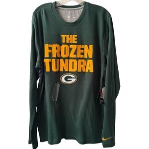 Nike NFL Team Apparel Green Long Sleeve The Frozen Tundra Waffle Knit Top L NWT